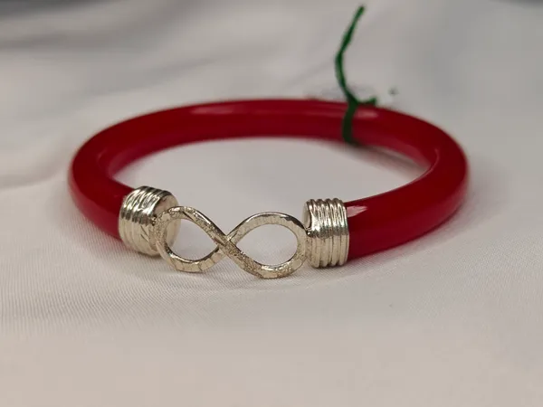 Red_Sterling_Braided_Infinity_Charm_Cuff_Bracelet_For_Women