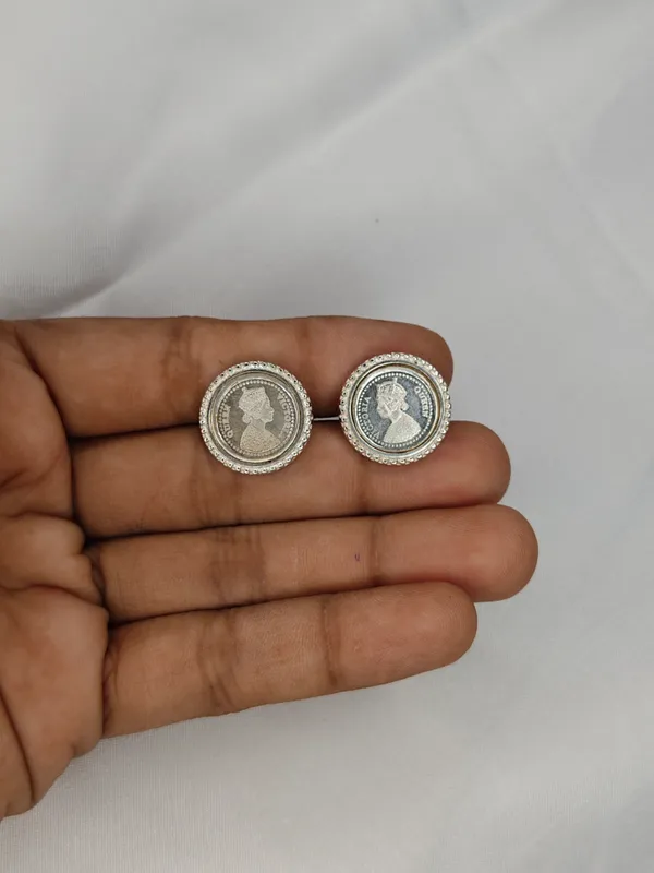 Silver_Coin_Cameo_Beaded_Border_Stud_Earrings_For_Women