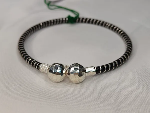 Black_Silver_Beaded_Cord_Adjustable_Bracelet_For_Women