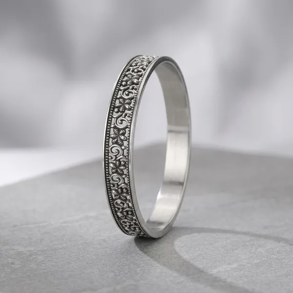 Silver_Marcasite_Floral_Scroll_Ethnic_Bangle_For_Women