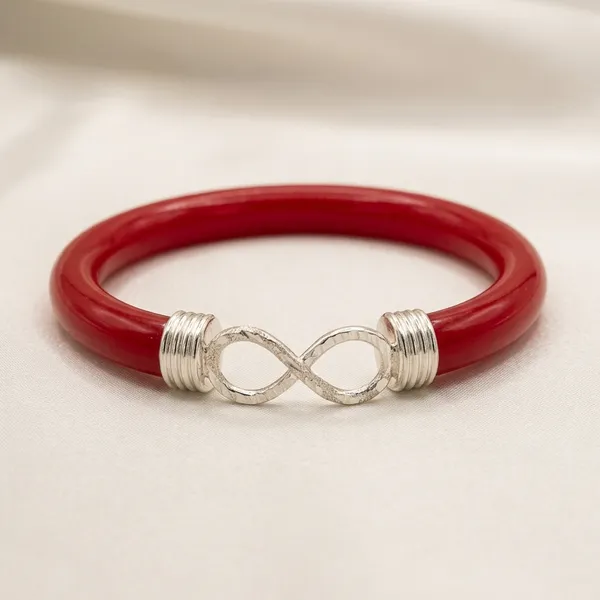 Red_Sterling_Braided_Infinity_Charm_Cuff_Bracelet_For_Women