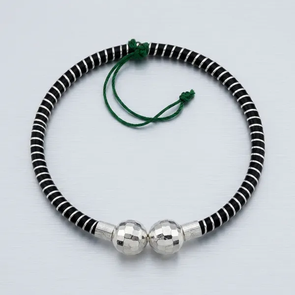 Black_Silver_Beaded_Cord_Adjustable_Bracelet_For_Women
