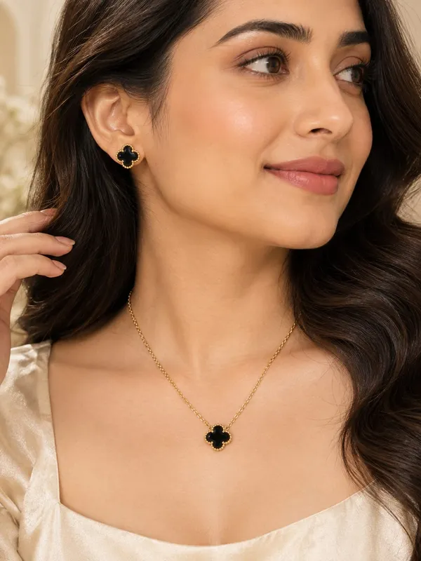 Black_Clover_Gold-Tone_Necklace_&_Earrings_Set