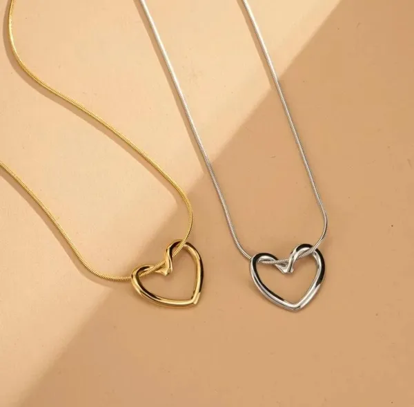 Combo_Pack_of_2_Gold_&_Silver_Plated_Heart_Pendant_Snake_Chain_Necklace_for_Women_&_Girls_|_Trendy_Minimalist_Fashion_Jewellery