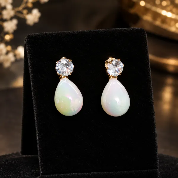 Elegant_Pear-Shaped_White_Drop_Earrings_with_Crystal-Style_Studs
