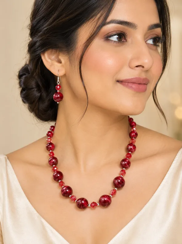 Elegant_Red_Marbled_Beaded_Necklace_&_Earrings_Set