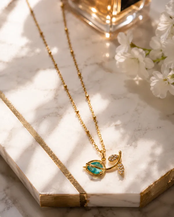 Gold_Plated_Blue_Crystal_Leaf_Pendant_Necklace_