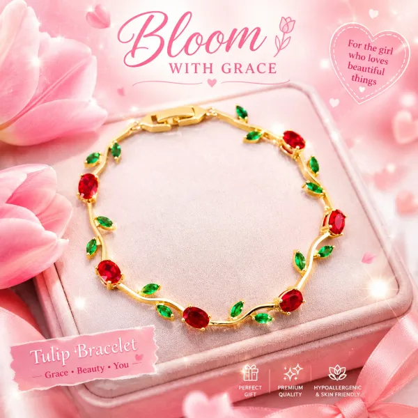 Gold-Plated_Rose_Floral_Vine_Bracelet_with_Red_&_Green_Cubic_Zirconia_Stones_for_Wome