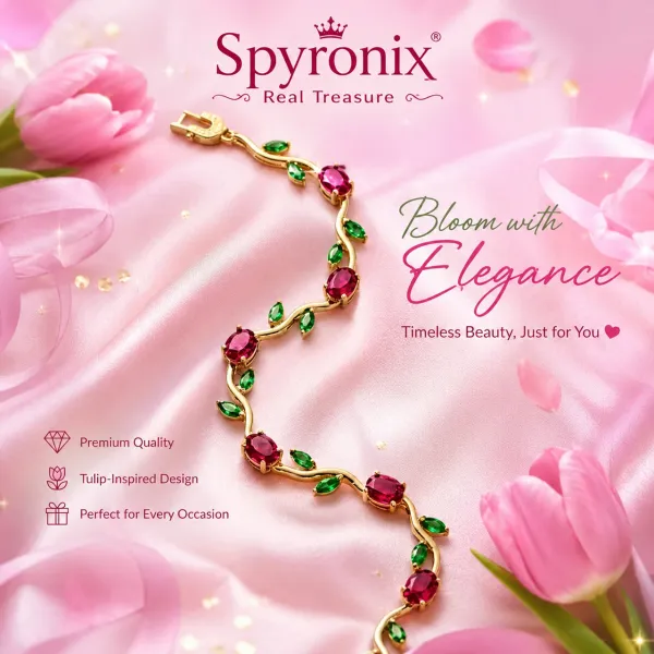 Gold-Plated_Rose_Floral_Vine_Bracelet_with_Red_&_Green_Cubic_Zirconia_Stones_for_Wome