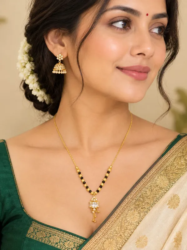 Gold-Tone_Black_Beaded_Designer_Crystal_Mangalsutra_Necklace