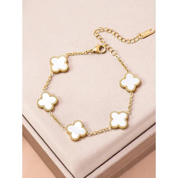 Gold-Tone_Clover_Charm_Bracelet_with_White_Shell-Effect_Stones