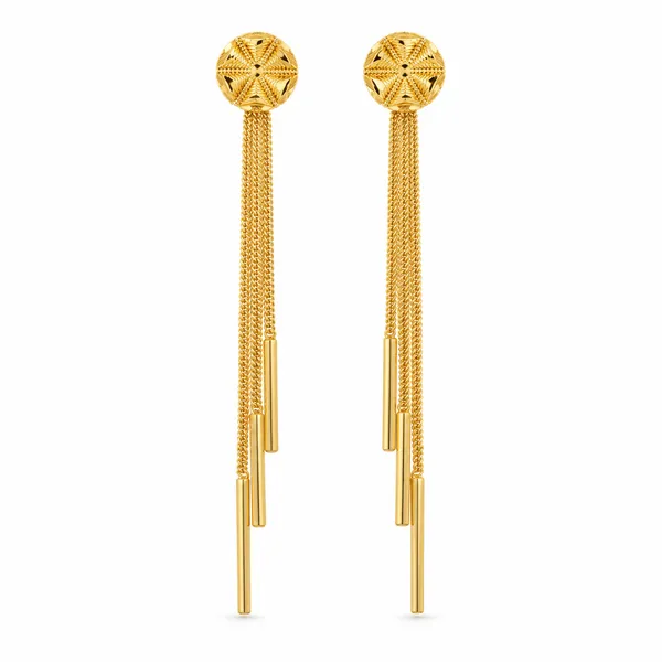 Gold-Tone_Round_Stud_Long_Tassel_Drop_Earrings