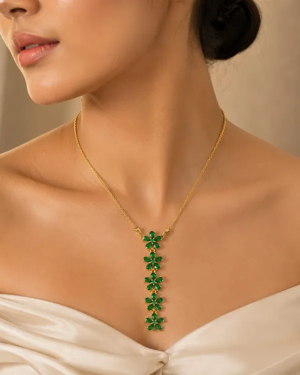 Golden_Green_Floral_Statement_Necklace