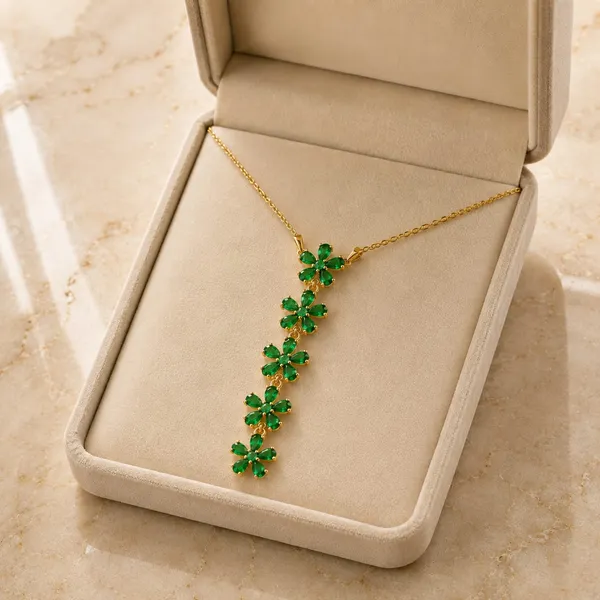 Golden_Green_Floral_Statement_Necklace