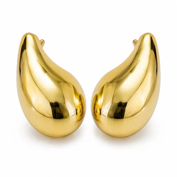 Golden_Teardrop_Statement_Stud_Earrings