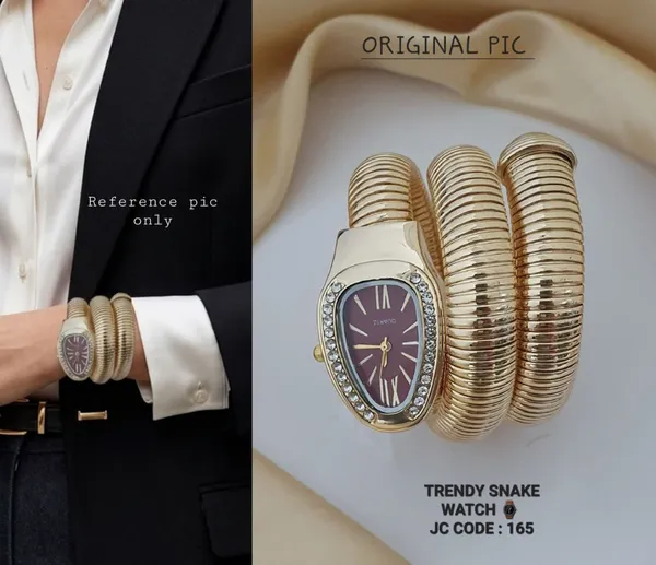 Trendy_Snake_Coil_Watch_Gold_Toned_Bracelet_Style_Wrist_Watch_With_Crystal_Embellishments