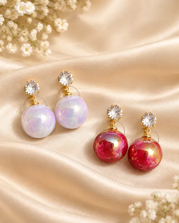 Iridescent_Pink_&_Red_Bead_Drop_Earrings_–_Combo_Set_of_2_Pairs
