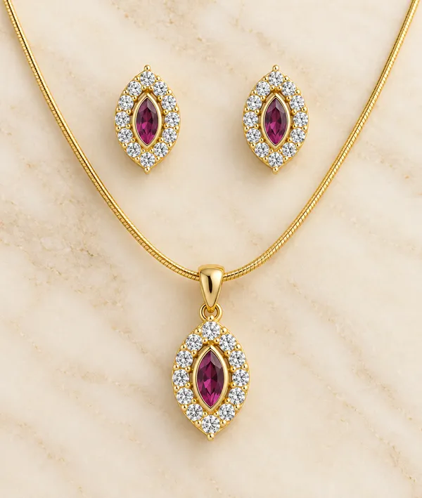 Leaf-Shaped_Ruby_Pendant_Set_with_Matching_Earrings_&_Gold_Chain