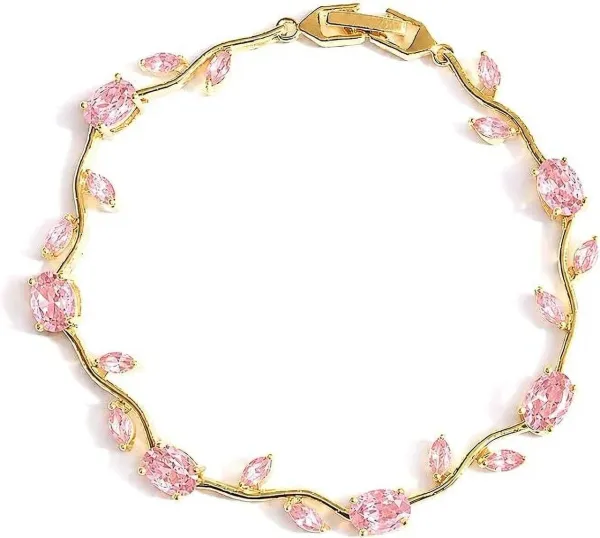Product_Title__Elegant_Gold-Plated_Floral_Vine_Bracelet_with_Pink_Cubic_Zirconia_Stones_for_Women_&_Girls