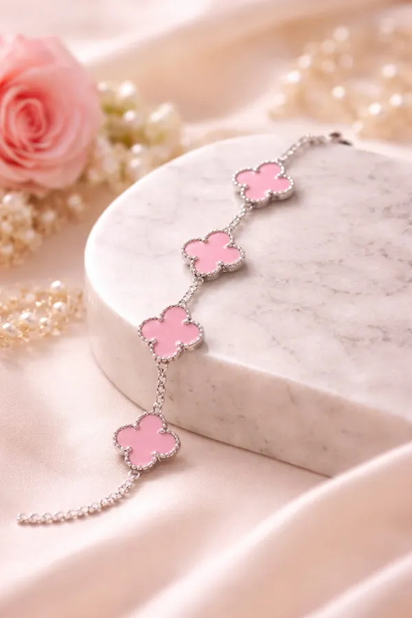 Elegant_Pink_Clover_Charm_Bracelet_With_Silver_Chain_Pack_Of_2