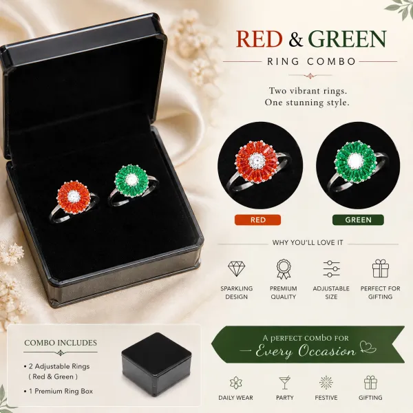 Red_&_Green_Floral_Stone_Ring_Combo_–_Set_of_2_Adjustable_Rings