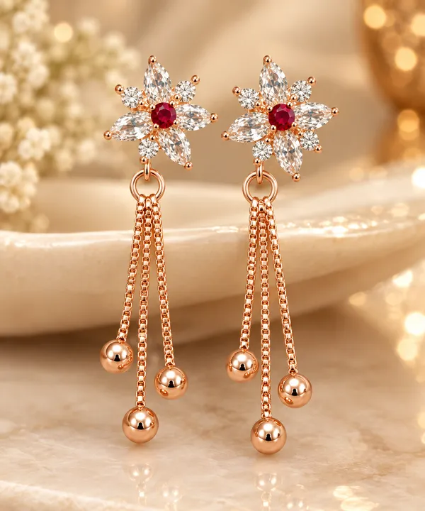Rose_Gold_Floral_Red_Stone_Dangle_Earrings_for_Women