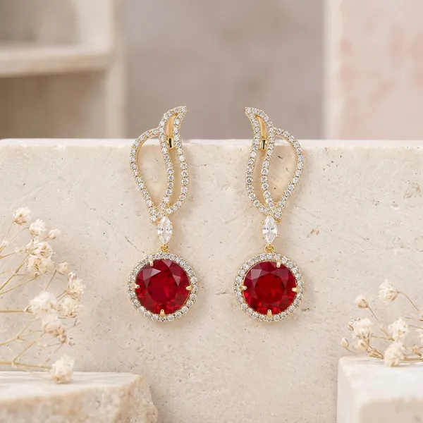 Elegant_Gold_Plated_Red_Stone_Drop_Earrings_With_Crystal_Detailing
