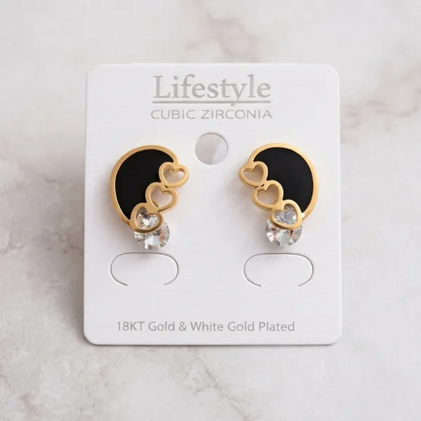 Black_And_Gold_Heart_Stud_Earrings_With_Cubic_Zirconia