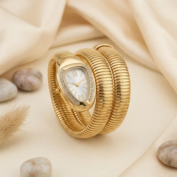 Trendy_Snake_Watch_White_Or_Golden_Dial_Jc_Code:_165