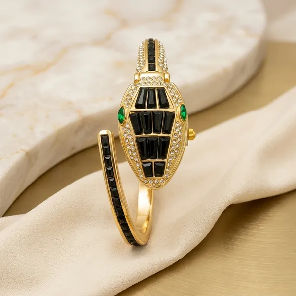 Elegant_Gold_Plated_Snake_Bracelet_Watch_With_Crystal_Embellishments
