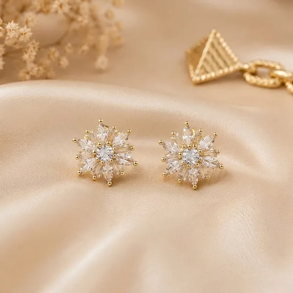 Elegant_Floral_Crystal_Stud_Earrings_In_Gold_Tone
