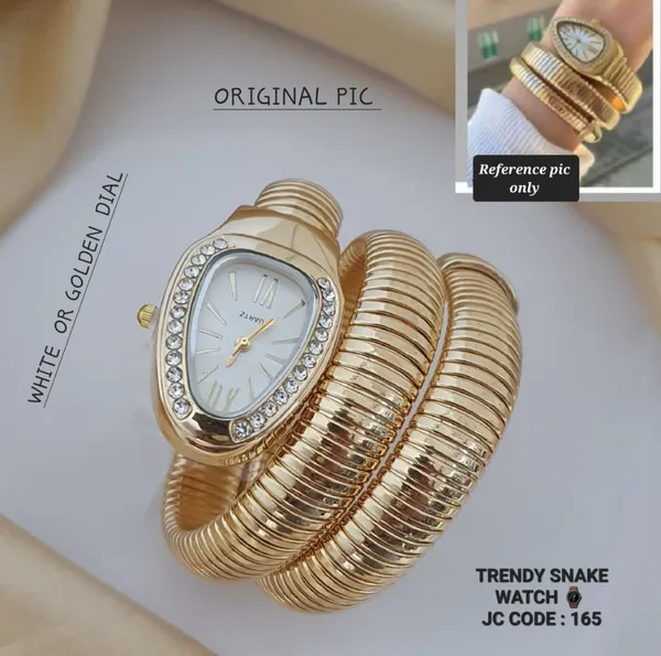 Trendy_Snake_Watch_White_Or_Golden_Dial_Jc_Code:_165