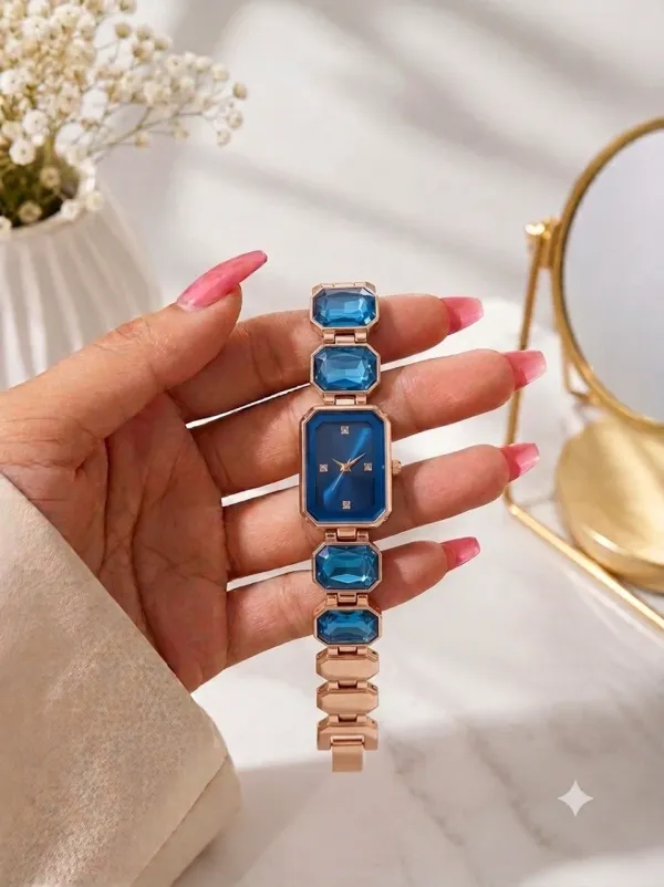 Women_Blue_Rectangular_Dial_Analog_Bracelet_Watch_with_Crystal_Link_Strap