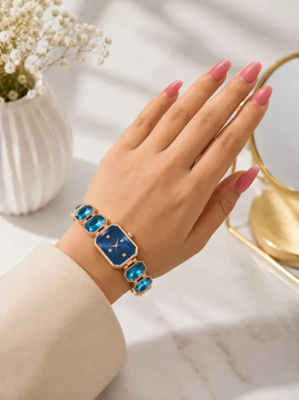 Women_Blue_Rectangular_Dial_Analog_Bracelet_Watch_with_Crystal_Link_Strap