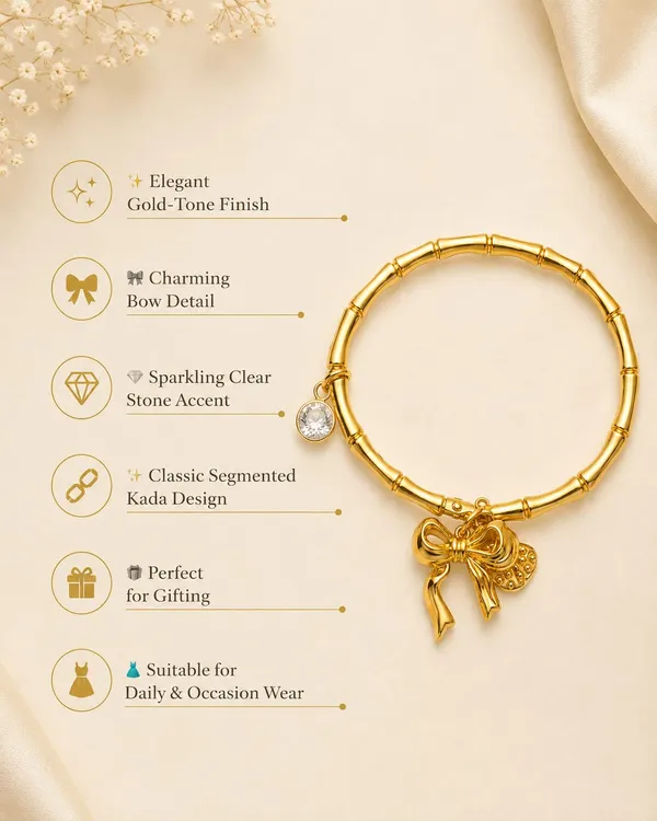 Women_Gold-Plated_Bow_Charm_Bracelet_with_Crystal_Accent