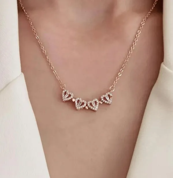 Women_Rose_Gold-Toned_Heart_Link_Necklace_with_Crystal_Detailing
