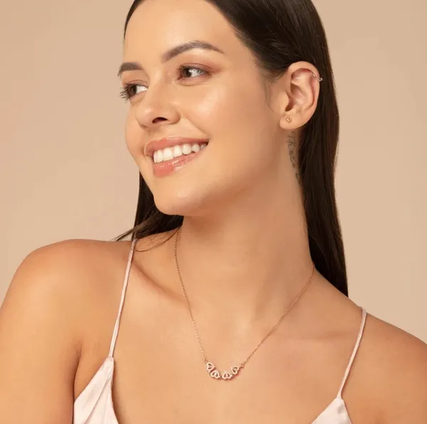 Women_Rose_Gold-Toned_Heart_Link_Necklace_with_Crystal_Detailing