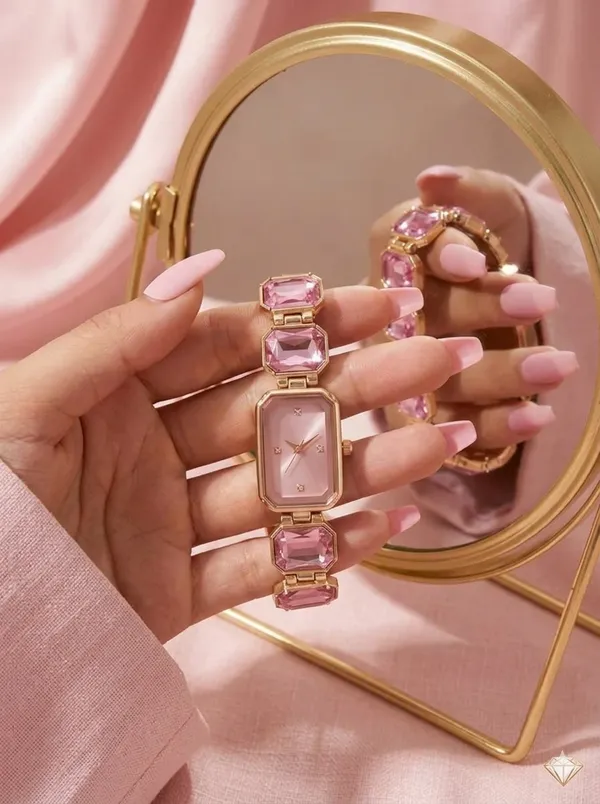 Women’s_Pink_Stone_Bracelet_Watch