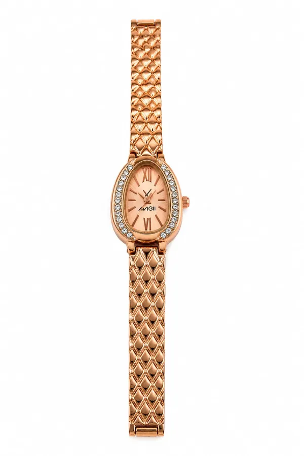 Women’s_Rose_Gold_Peach_Dial_Crystal_Oval_Bracelet_Watch