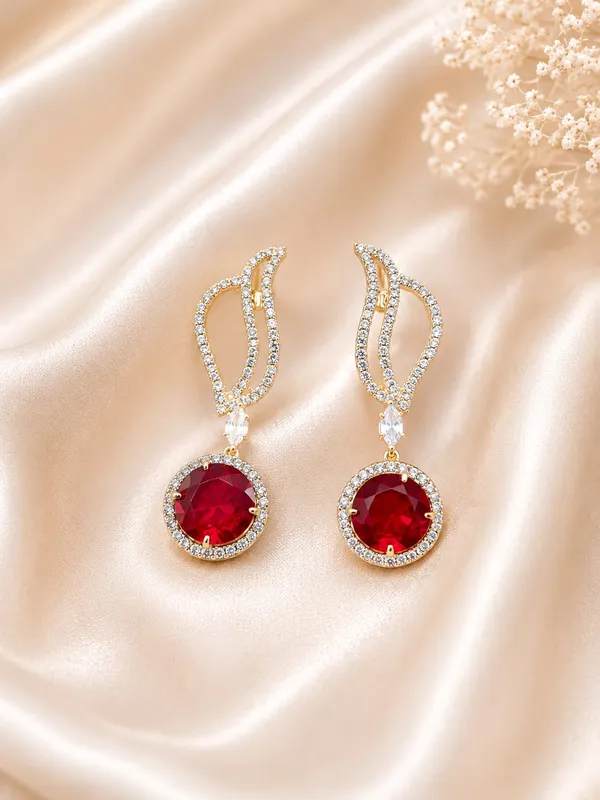 Elegant_Gold_Plated_Red_Stone_Drop_Earrings_With_Crystal_Detailing
