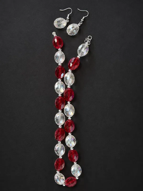 Red_and_crystal_Quartz_Beaded_Jewelry_Set_Necklace_And_Earrings