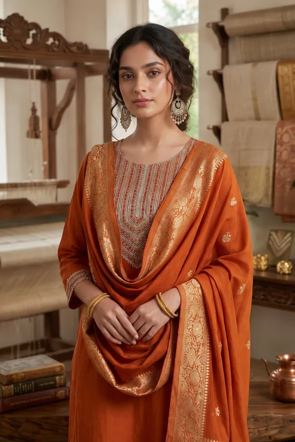 Orange_Embroidered_Suit_set_with_Dupatta