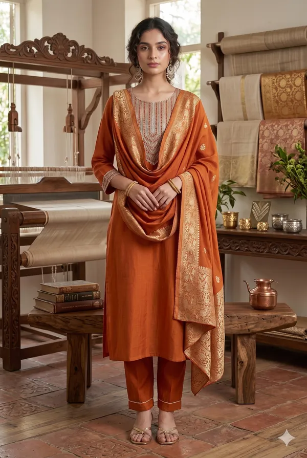 Orange_Embroidered_Suit_set_with_Dupatta