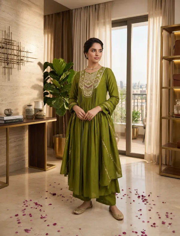 Green_Anarkali_Suit_set_with_Dupatta