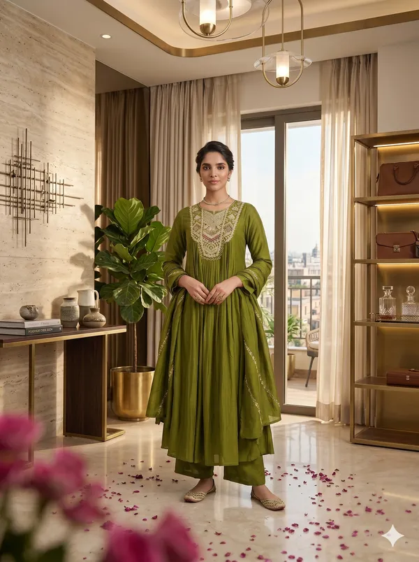 Green_Anarkali_Suit_set_with_Dupatta