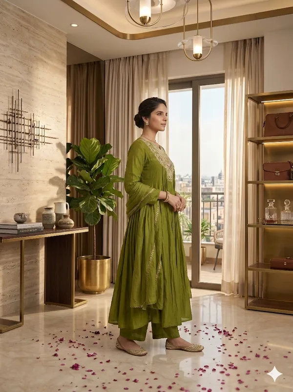 Green_Anarkali_Suit_set_with_Dupatta