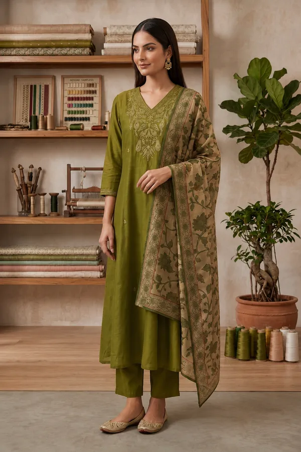 Green_A-Line_Silk_Suit_Set_With_Dupatta