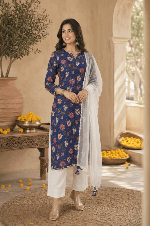 Blue_Rayon_Blend_Printed_Kurta_Pant_With_Dupatta