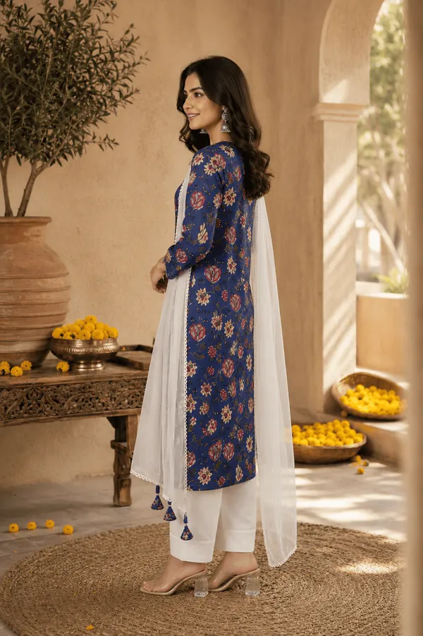 Blue_Rayon_Blend_Printed_Kurta_Pant_With_Dupatta