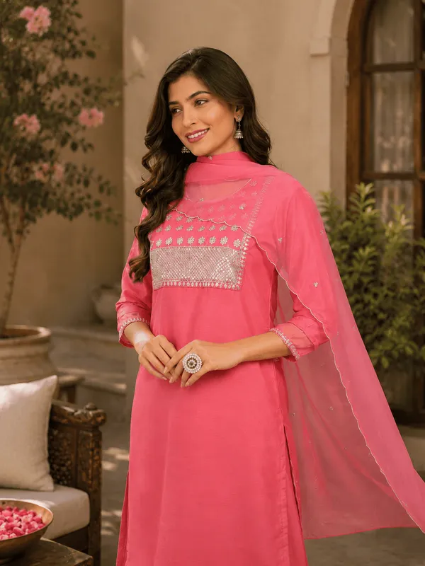 Pink_Poly_Silk_Solid_Sequin_Straight_Suit_Set